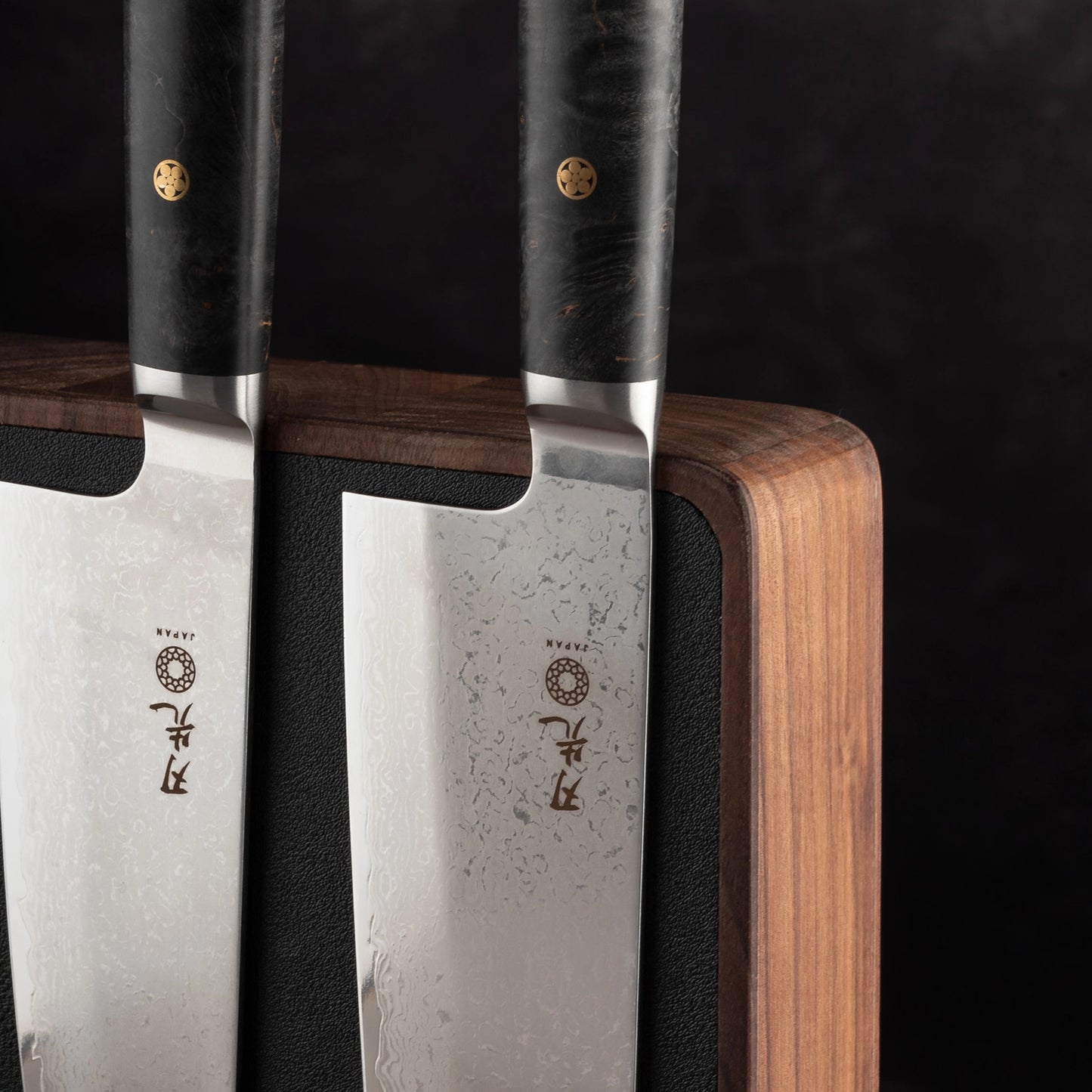 Magnetic Knife Block - Walnut & leather