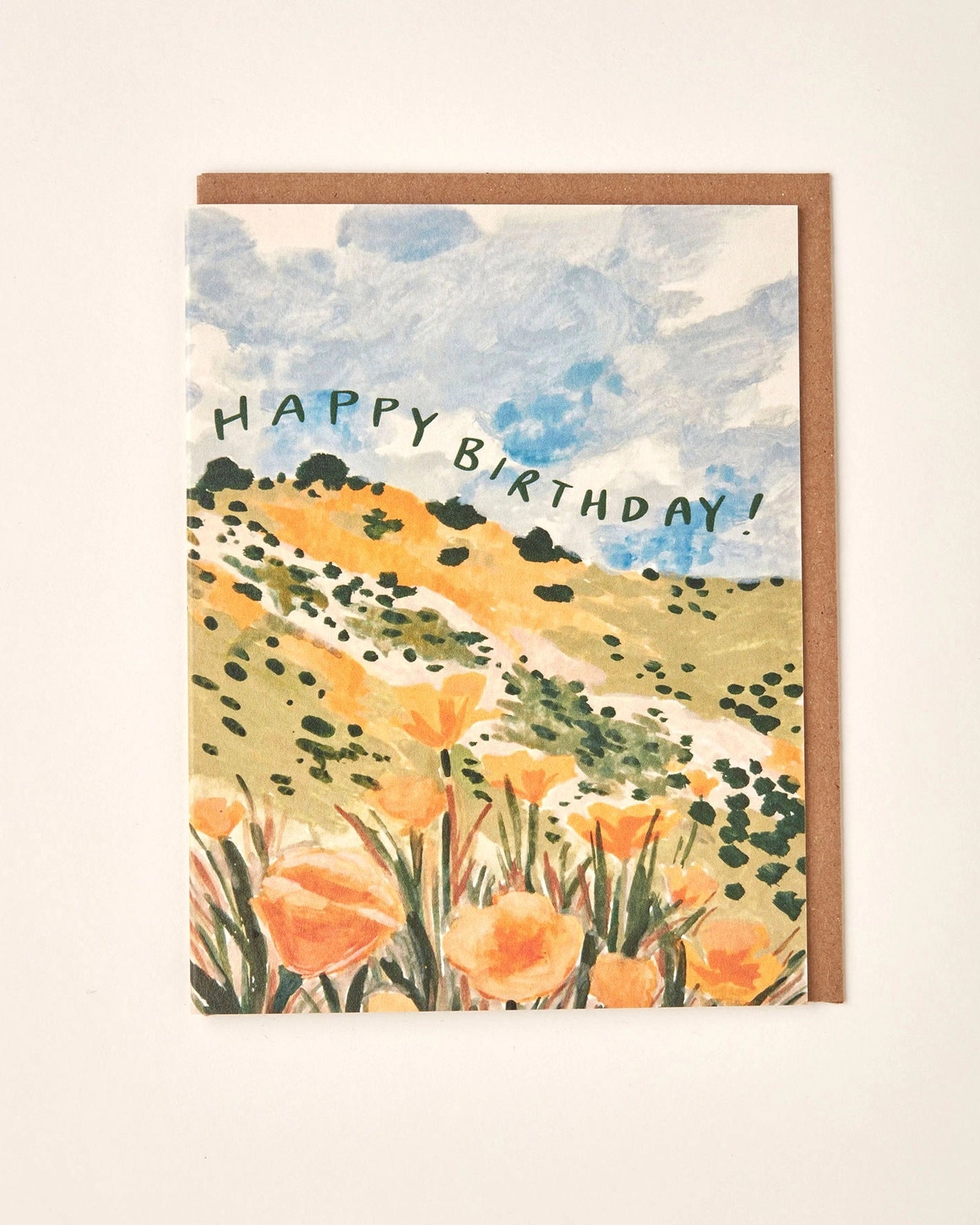 California Golden Poppy Wildflower Happy Birthday Card