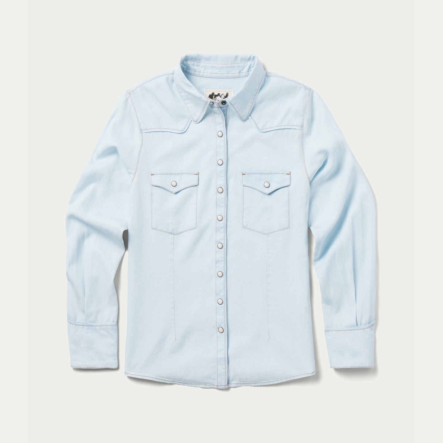 Western Pearl Snap Shirt - Light Wash