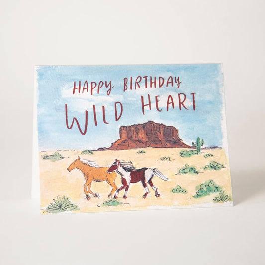 Happy Birthday Wild Heart Horses Desert Card