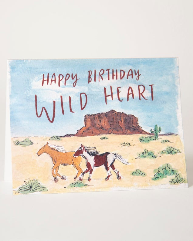 Happy Birthday Wild Heart Horses Desert Card