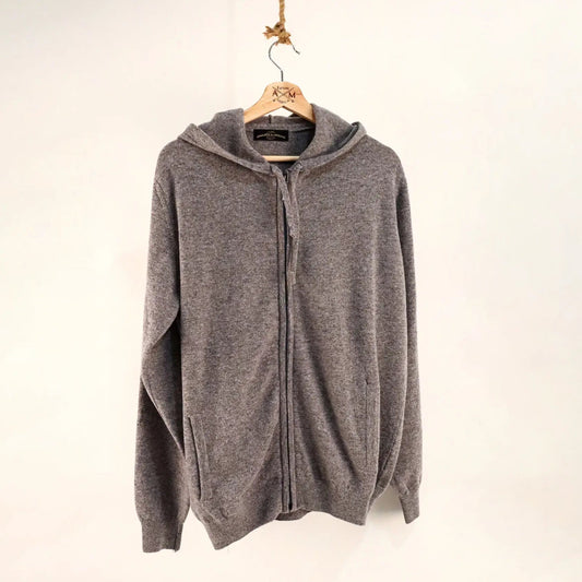 Lambswool Hooded Cardigan - Charcoal