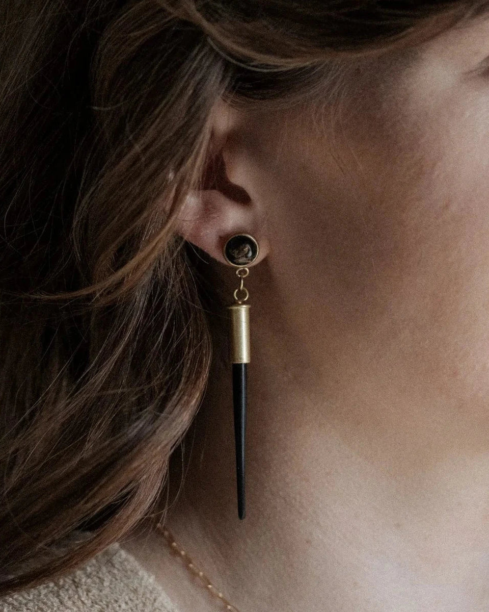 Quill Earrings With Copper Obisidian