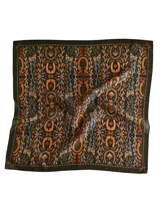 Wild Harvest in Deep Juniper Silk Wild Rag