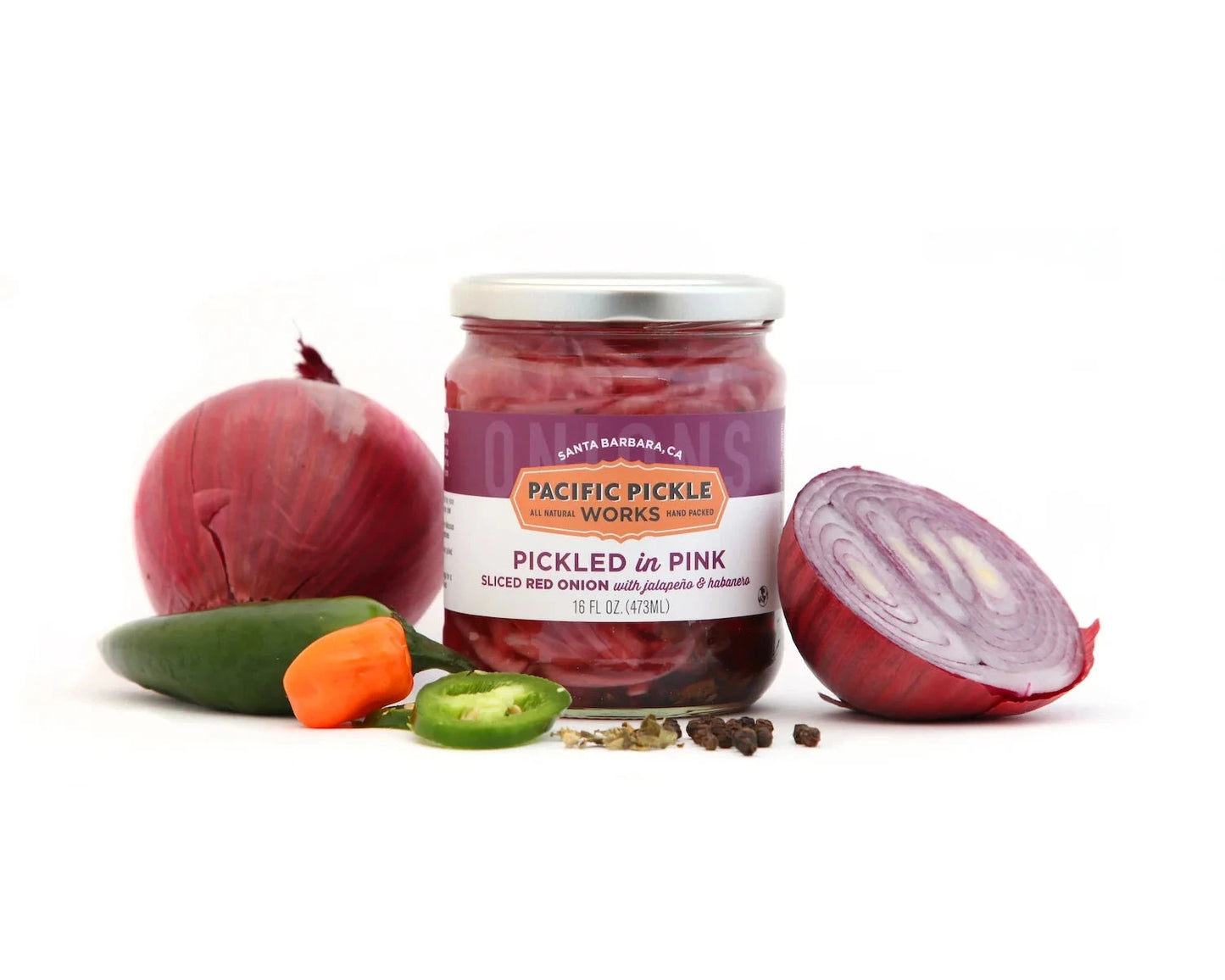 Pickled in Pink - Sliced Red Onion with Jalapeño & Habanero