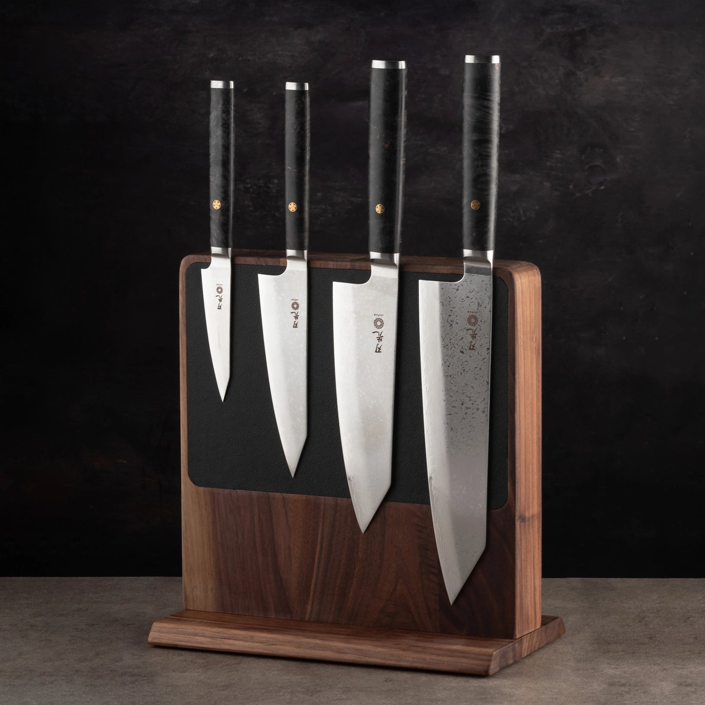 Magnetic Knife Block - Walnut & leather