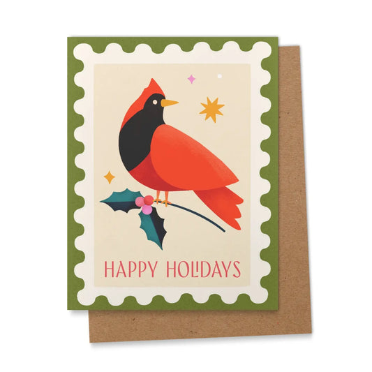 Greeting Card- Happy Holidays Red Bird