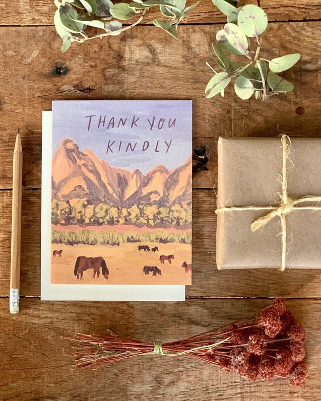 Thank You Kindly Mountain Ranch Horses Greeting Card