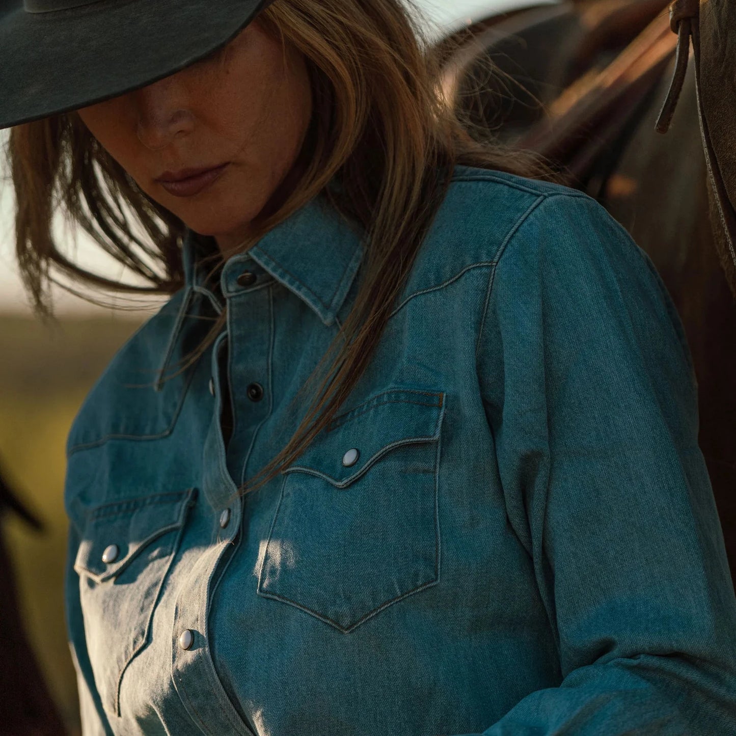 Western Denim Pearl Snap Shirt