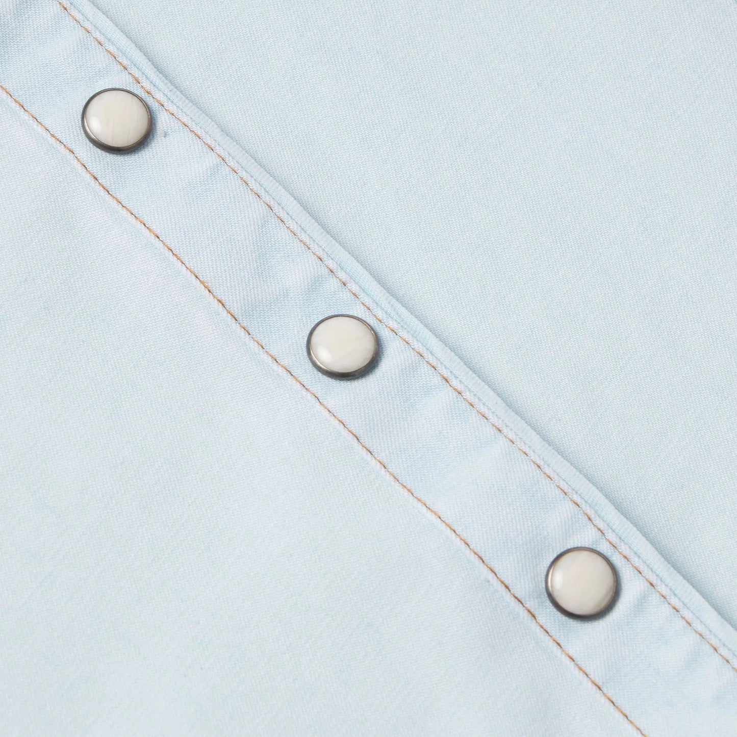 Western Pearl Snap Shirt - Light Wash