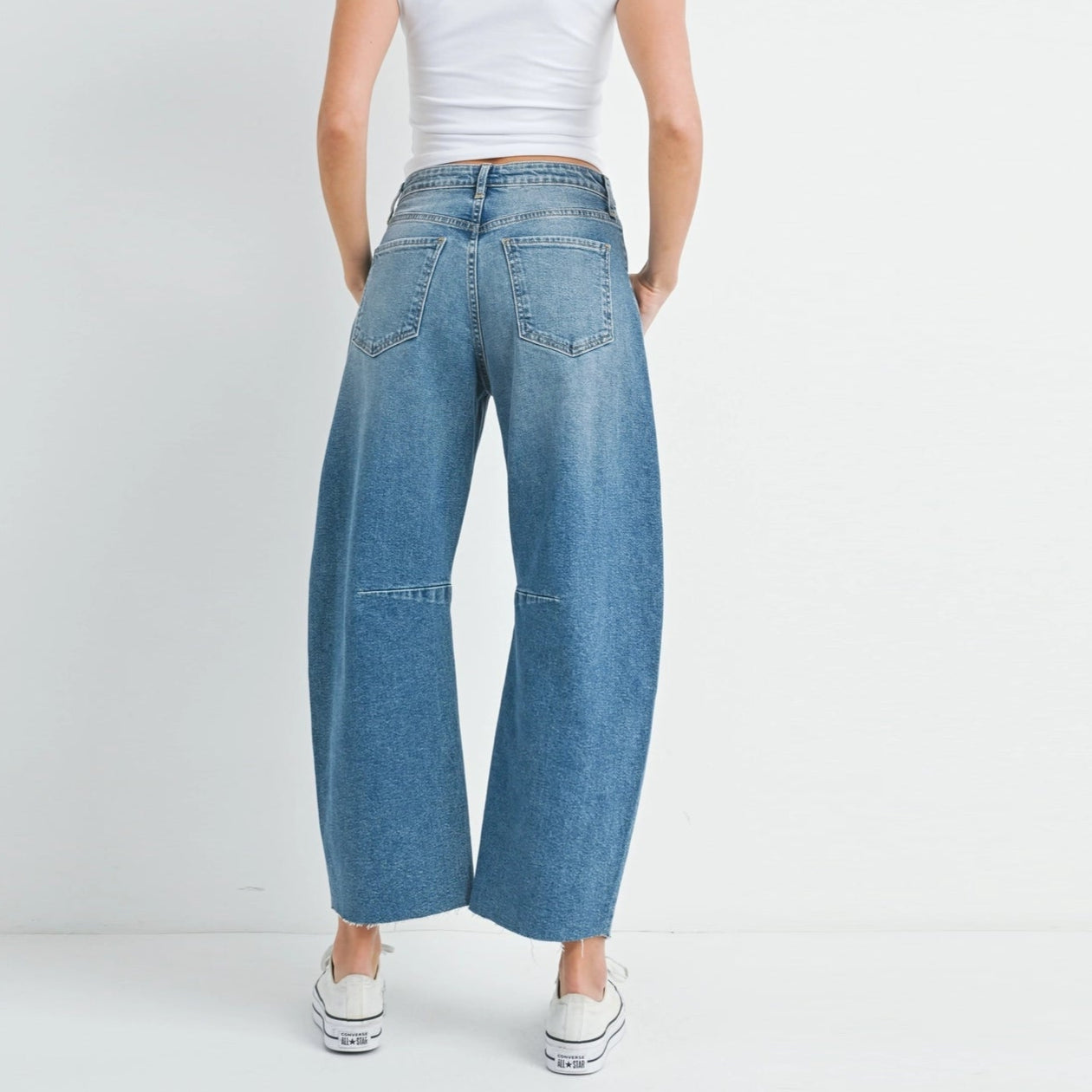 Utility Seamed Barrel Jeans - Dark Denim