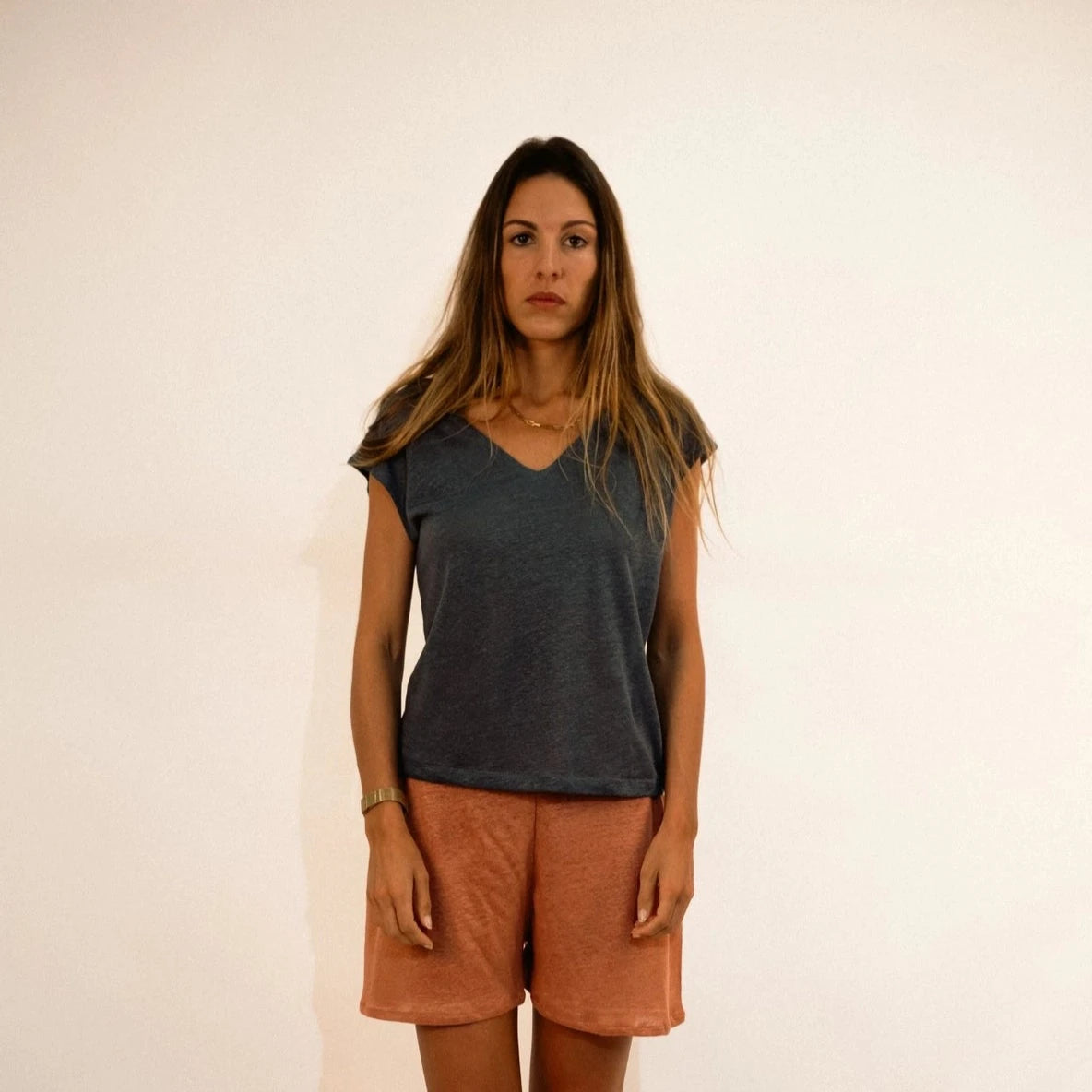 Linen Top - Blue