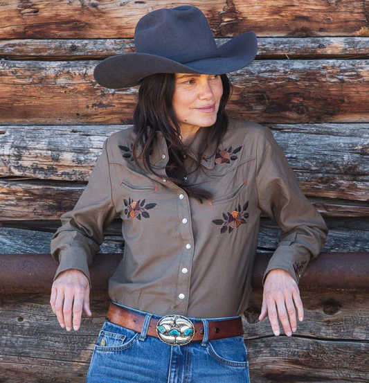 Embroidered snap shirt