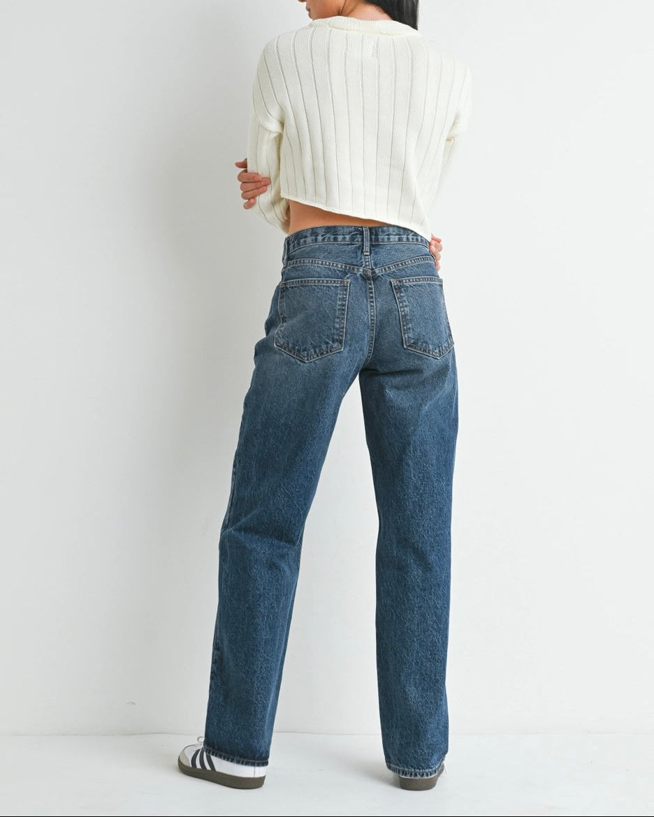 Relaxed Straight Dark Denim Jeans