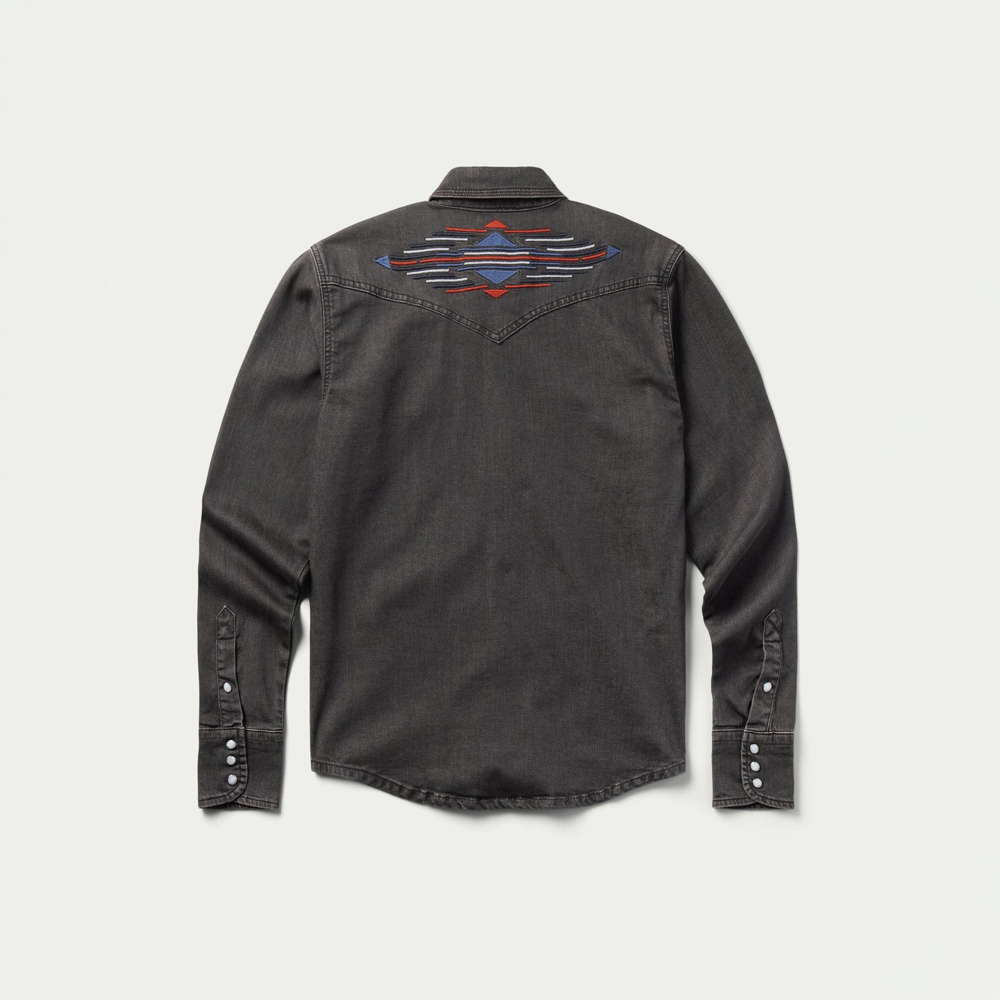 Women's Embroidered Denim Snap Shirt - Gray