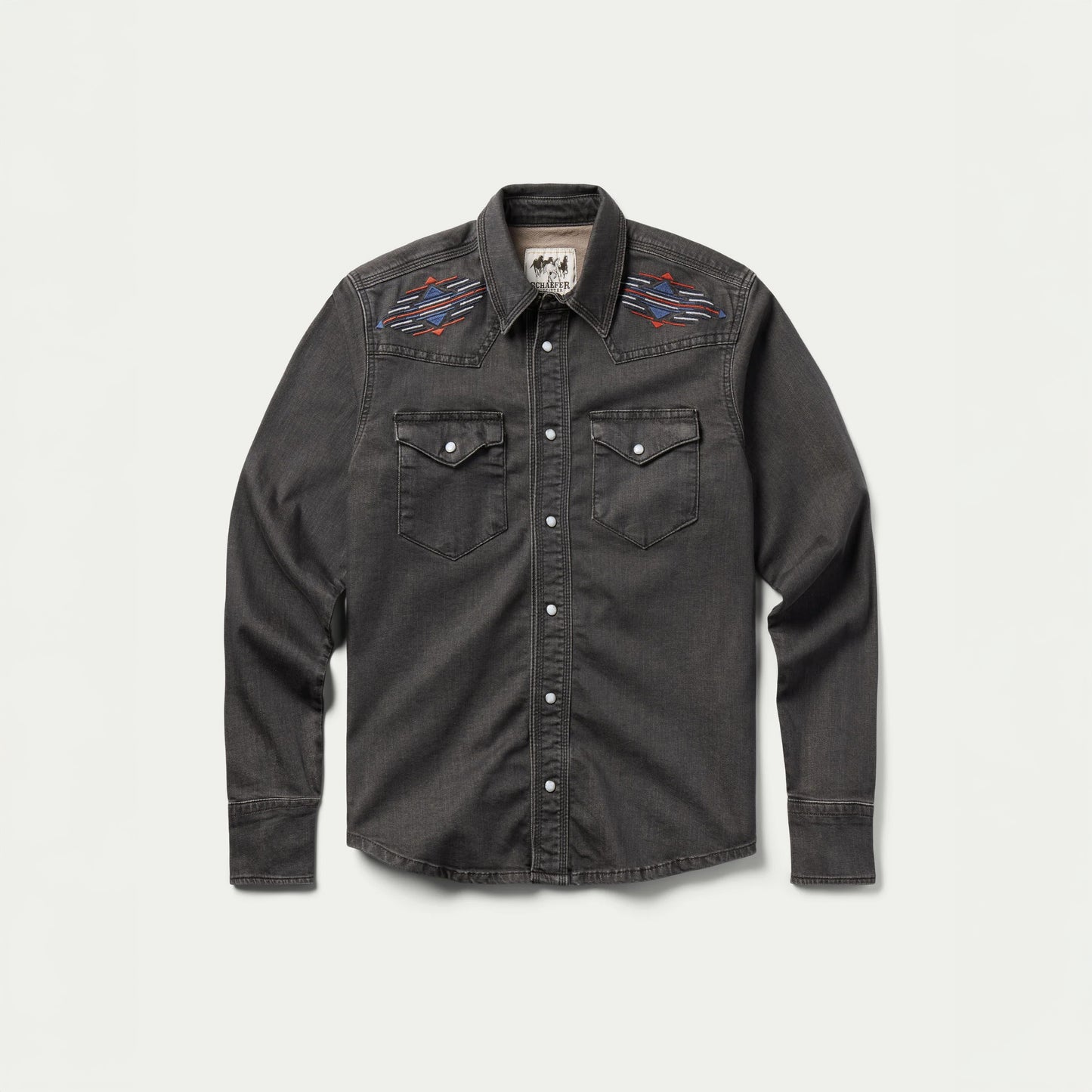 Women's Embroidered Denim Snap Shirt - Gray