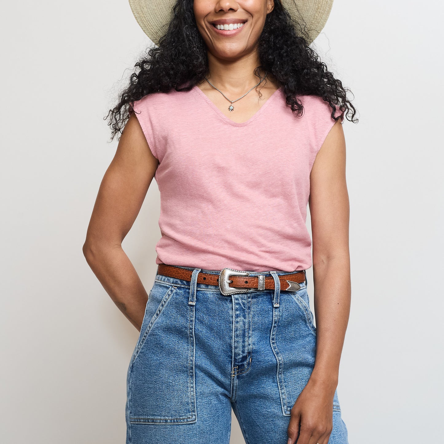 Linen Top - Pink