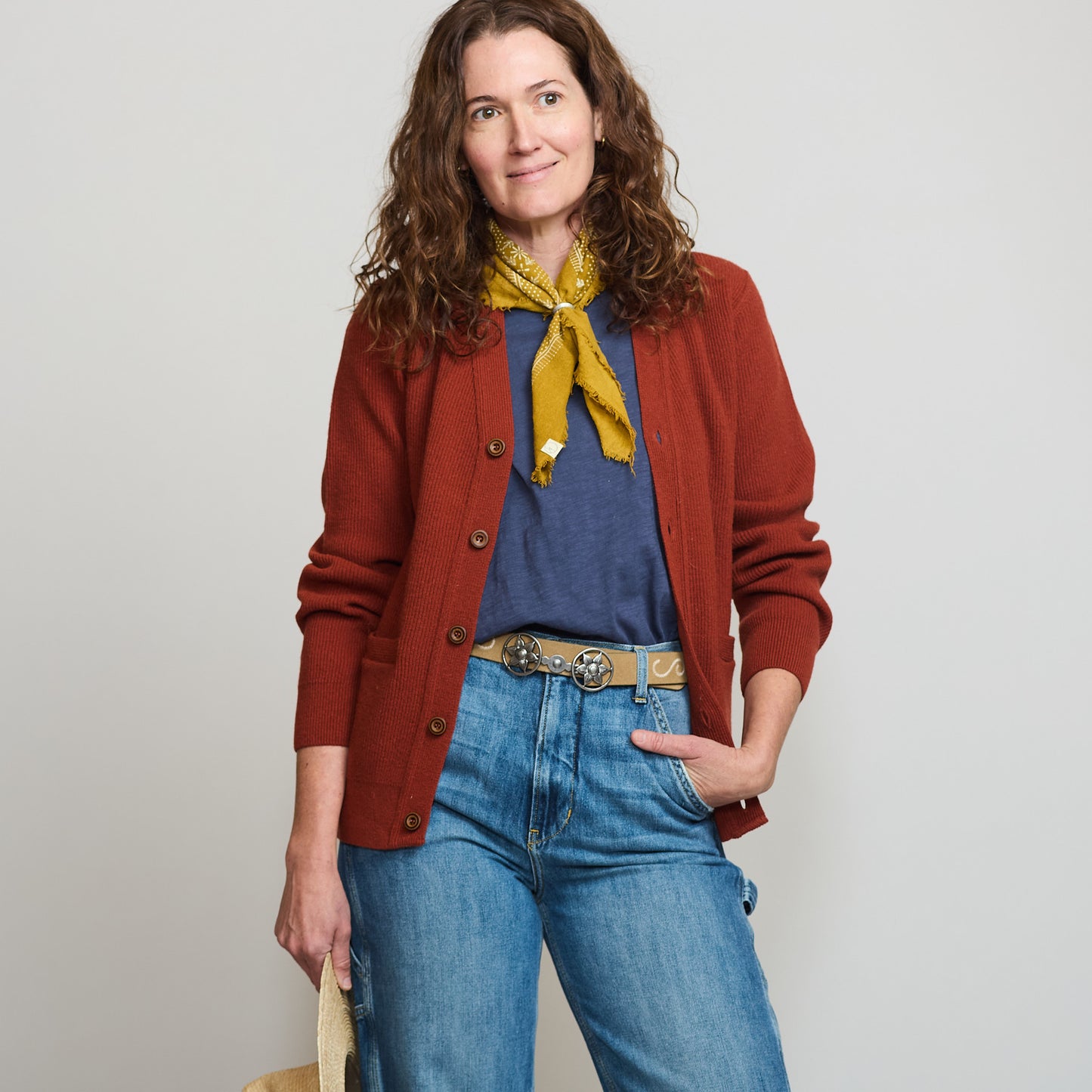 Lambswool Cardigan - Rust