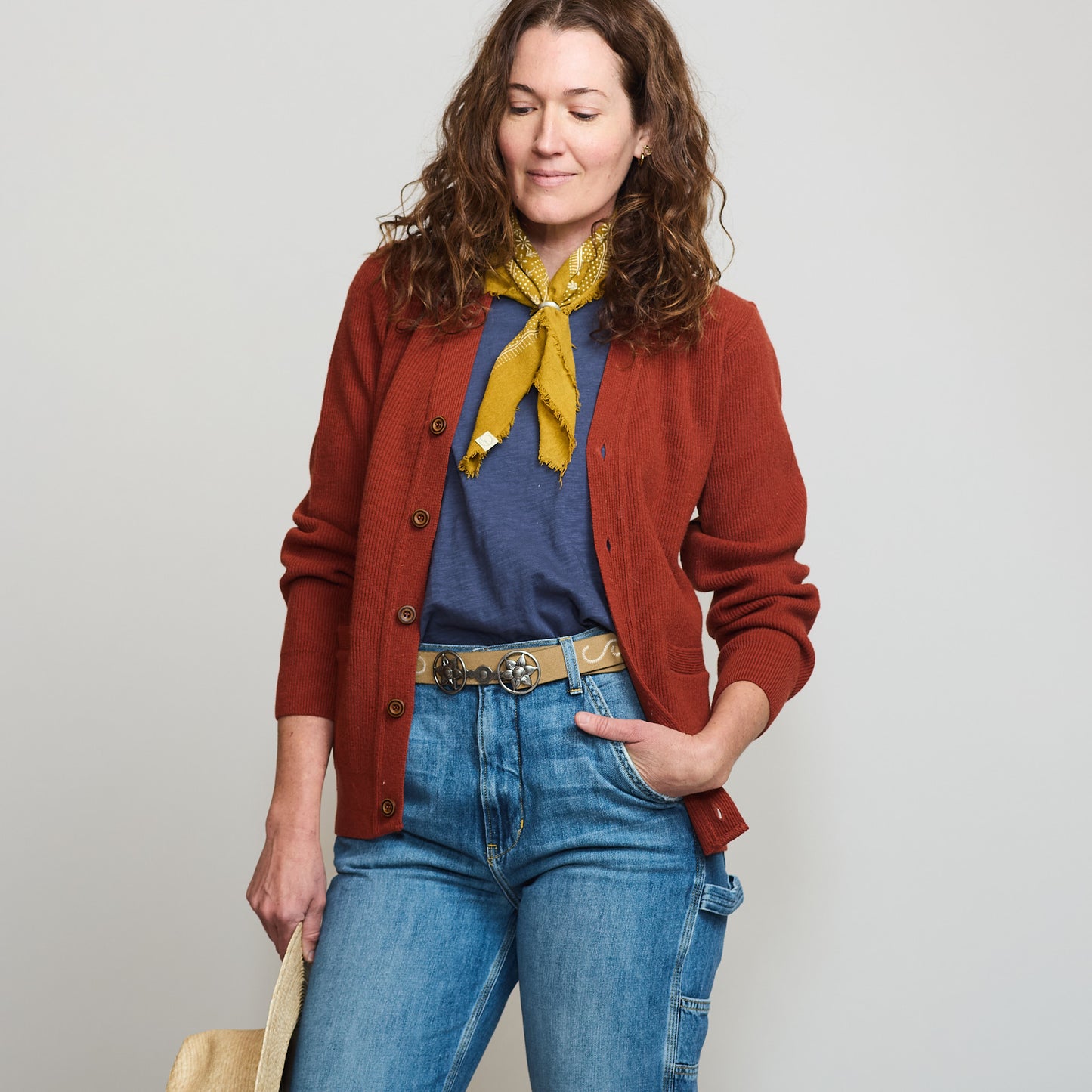 Lambswool Cardigan - Rust