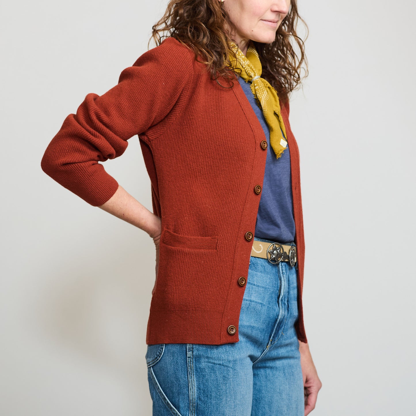 Lambswool Cardigan - Rust
