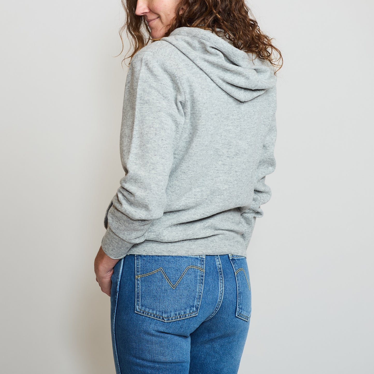 Lambswool Hooded Cardigan - Grey