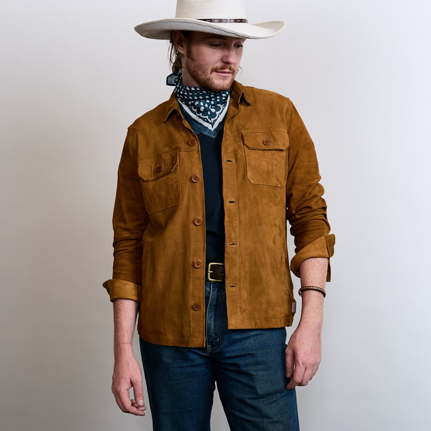Goat Suede Lassen Shirt - Cognac