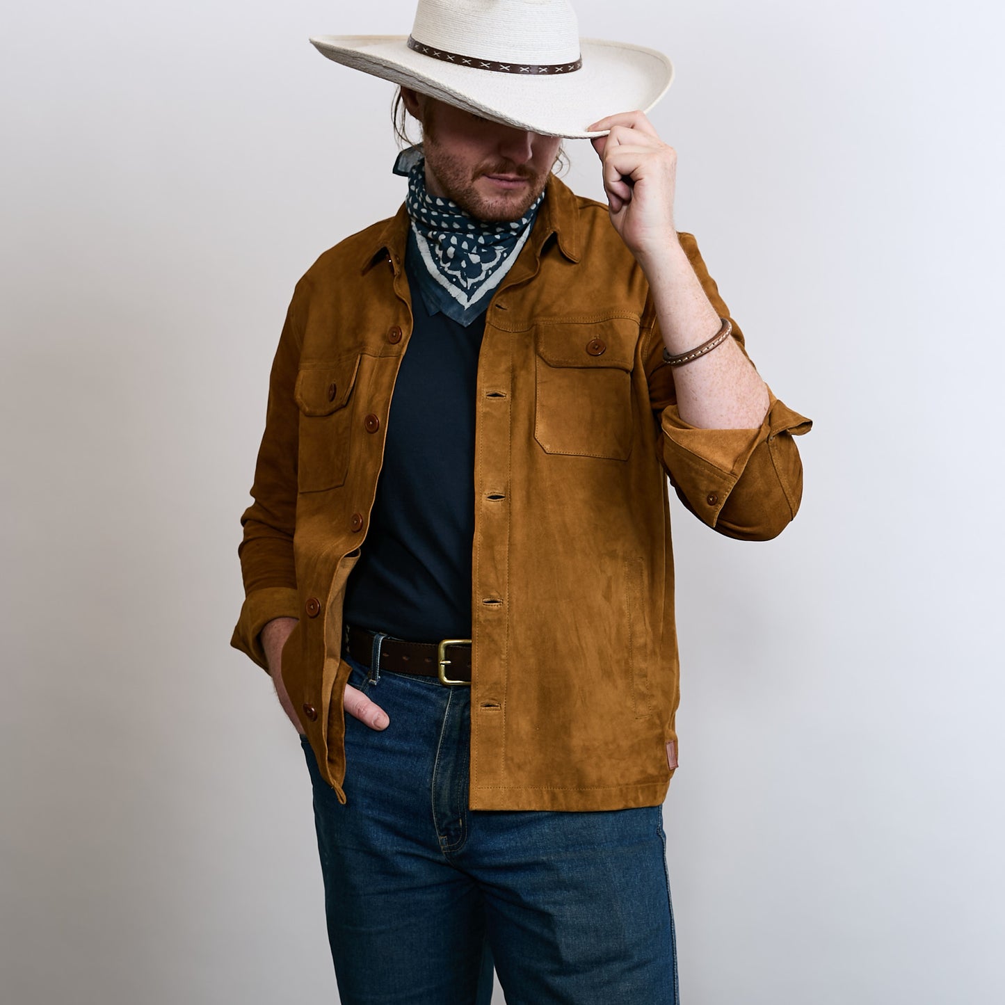 Goat Suede Lassen Shirt - Cognac