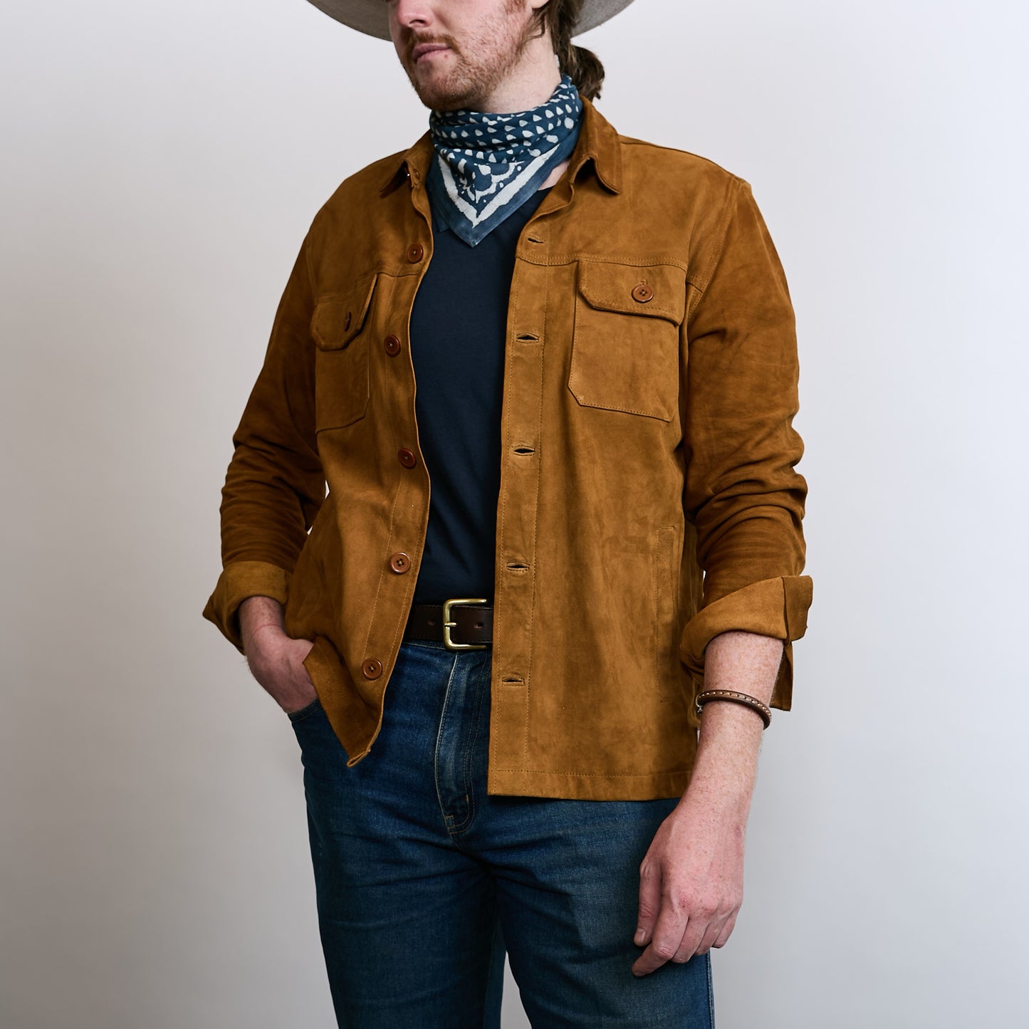 Goat Suede Lassen Shirt - Cognac