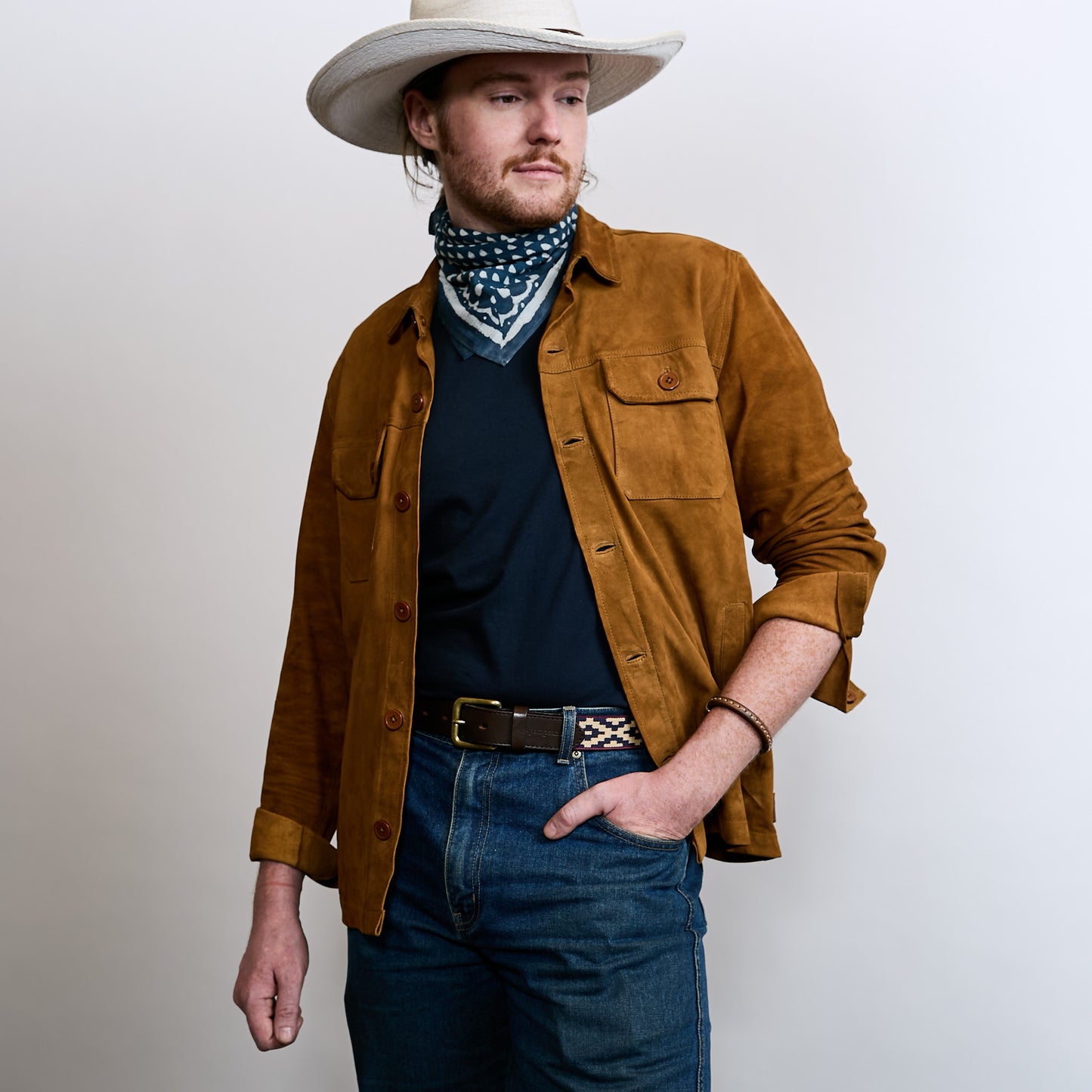 Goat Suede Lassen Shirt - Cognac