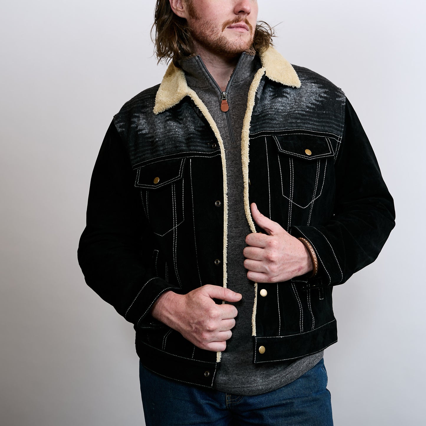 Knit Inset Suede Jacket