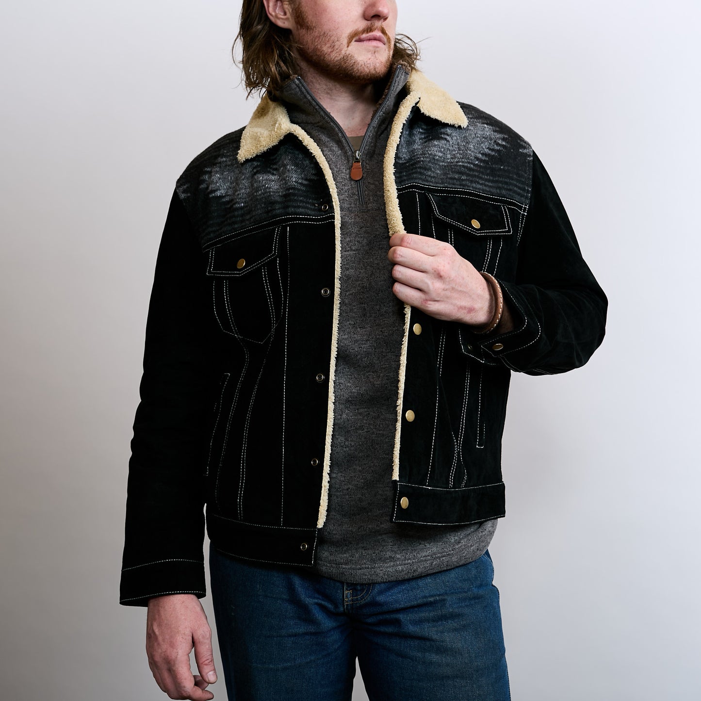 Knit Inset Suede Jacket