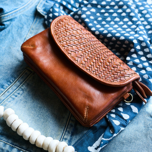 Woven Leather Scully Bag- Small