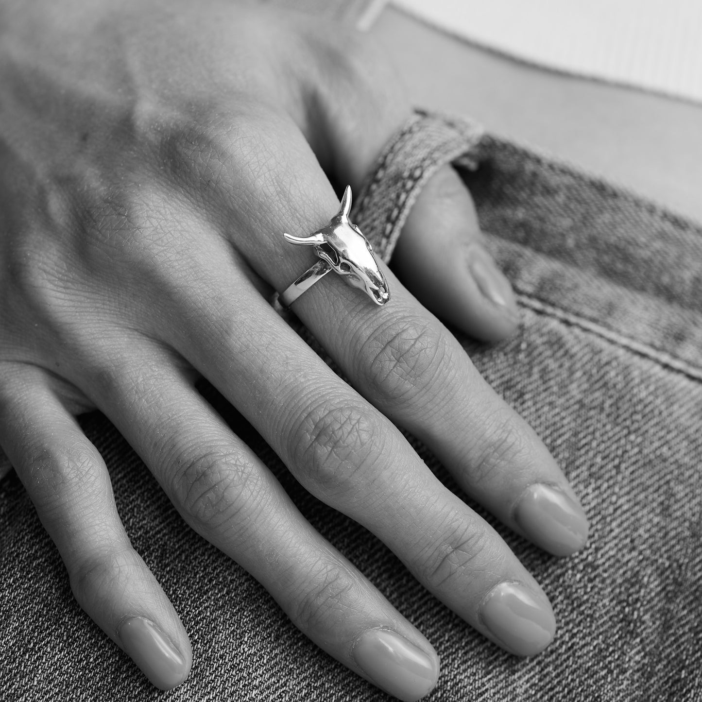 Brass Bull Skull Ring