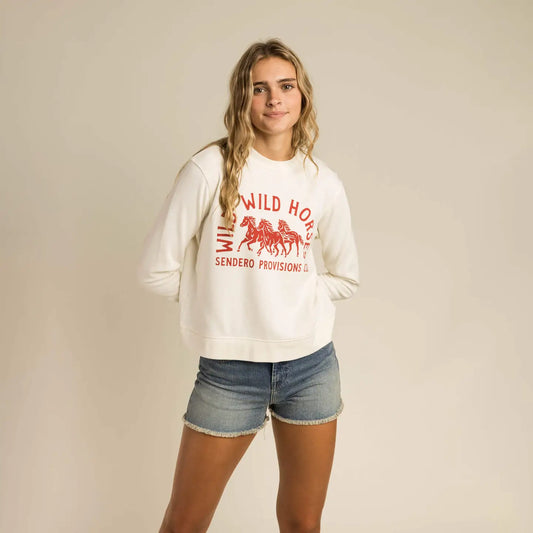 Wild Horses Sweatshirt - Vintage White
