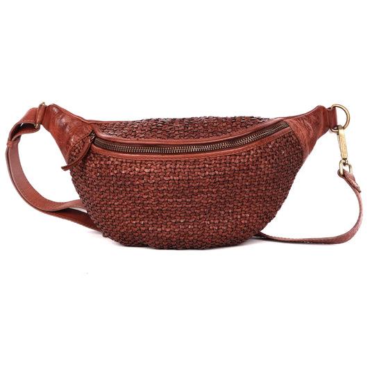 Woven Leather Sling Bag