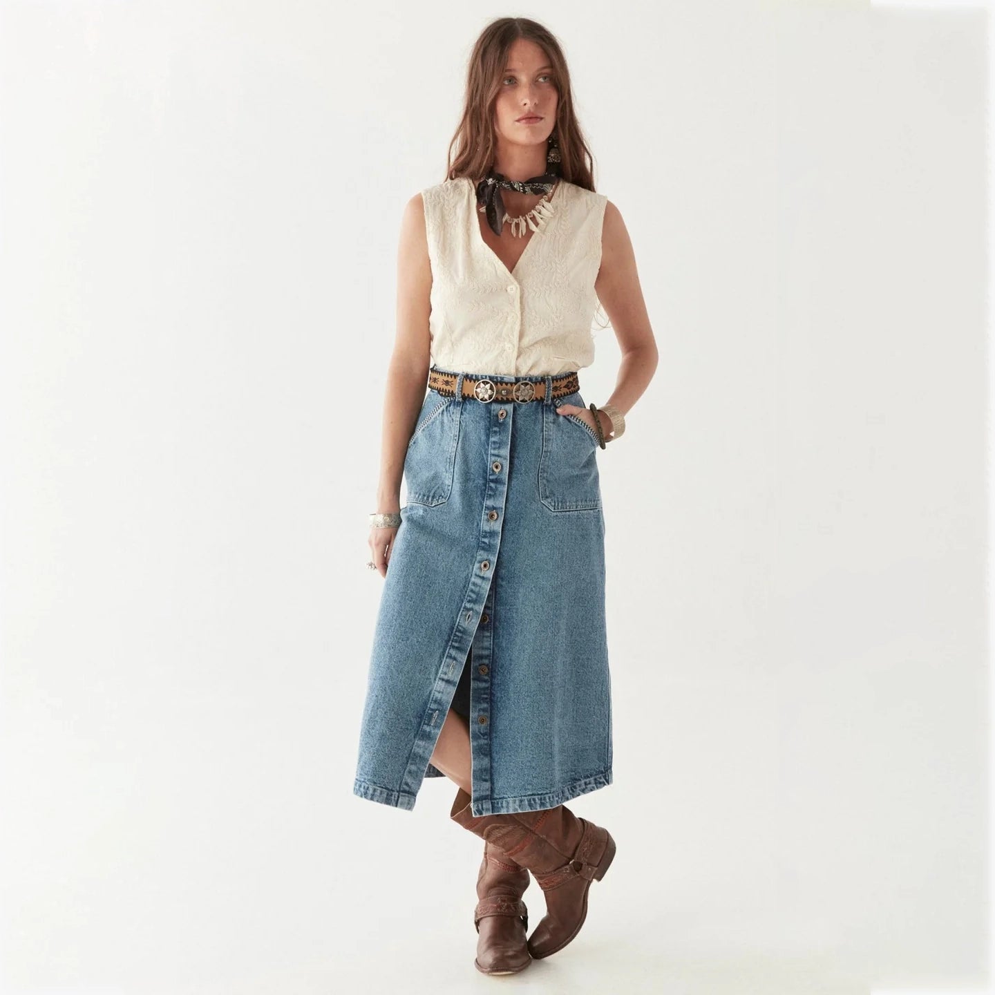 Parton Skirt - Western Blue