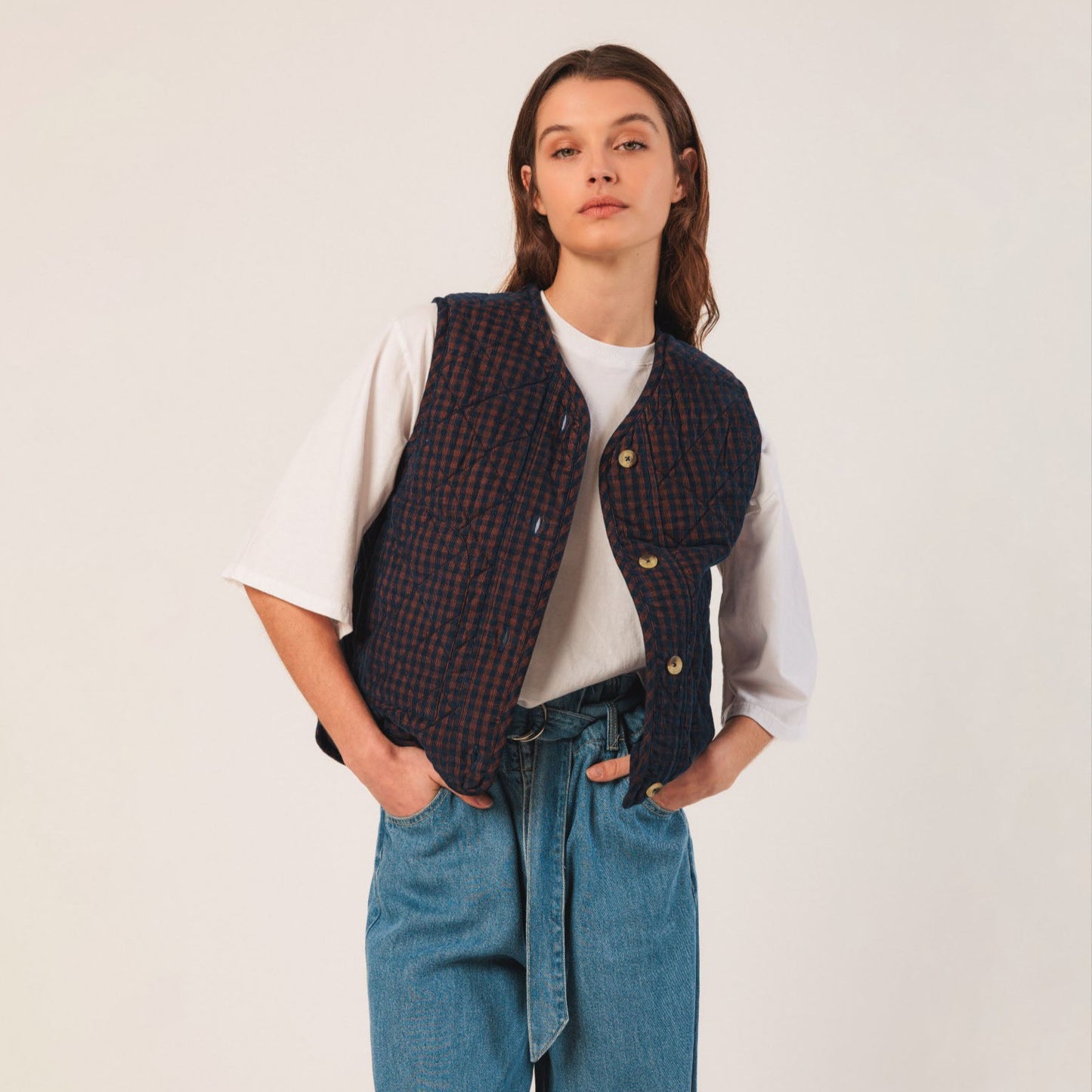 Quilted Corduroy Vest - Marino