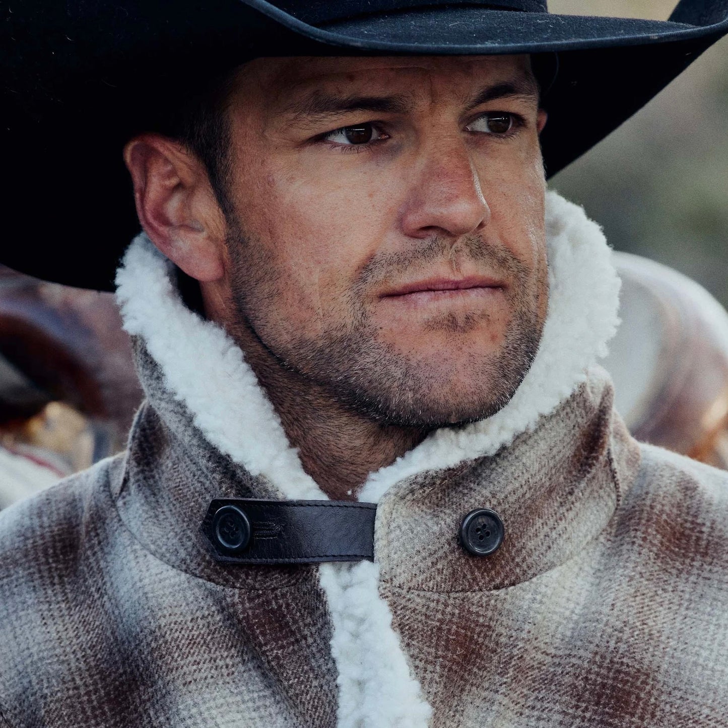 Wool Coat With Shearling Collar