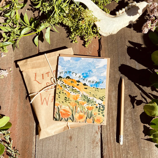 California Golden Poppy Wildflower Happy Birthday Card