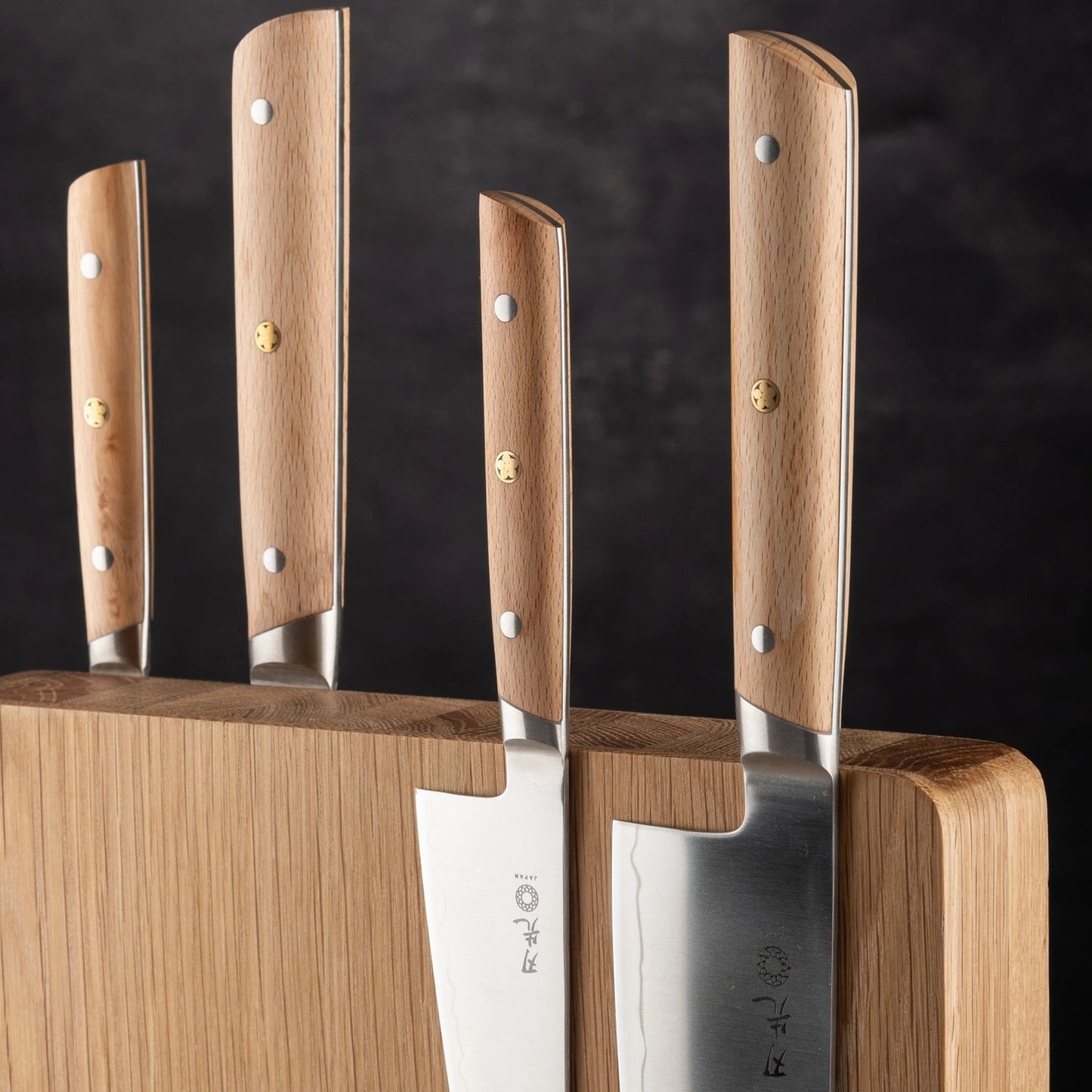 Magnetic Knife Block - Walnut & leather