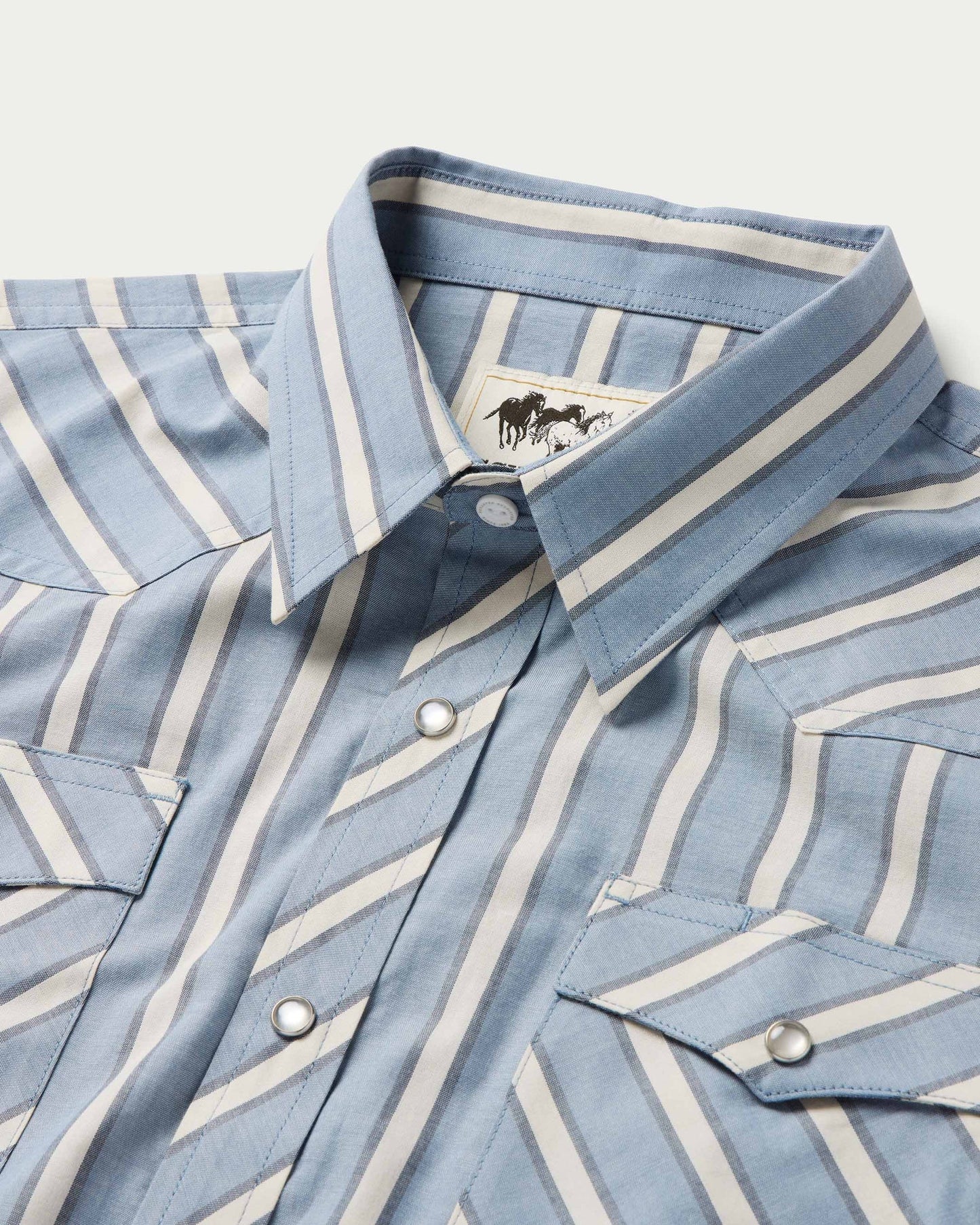 Short Sleeve Vintage Cotton Pearl Snap