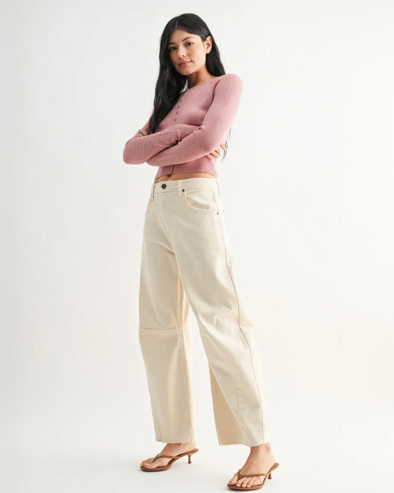 Barrel Jeans with Seamed Edge