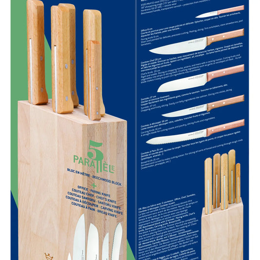 Opinel Parallel Knife Block With Bread Knife