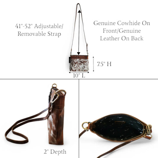 Cowhide and Leather Crossbody Bag