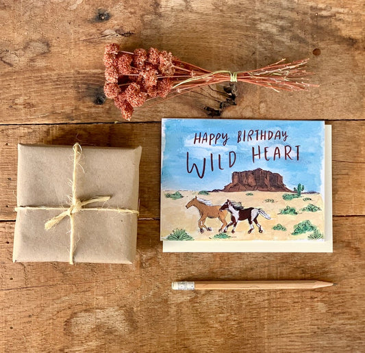 Happy Birthday Wild Heart Horses Desert Card