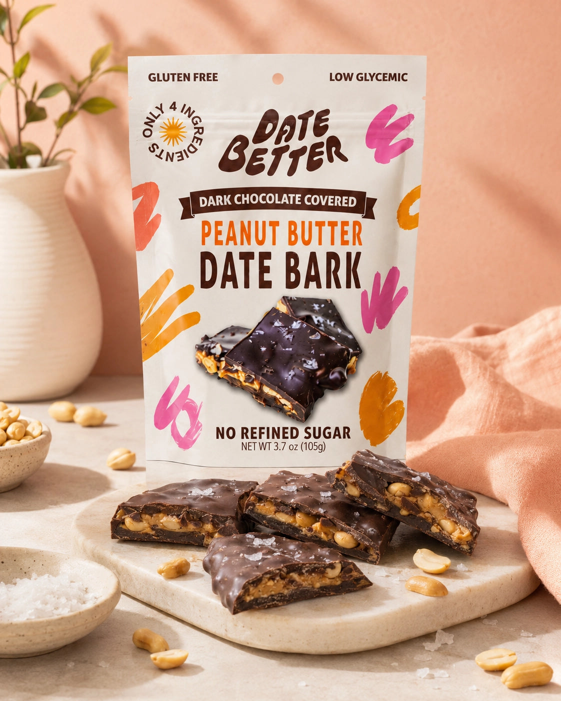 Date Better Dark Chocolate Peanut Butter Date Bark