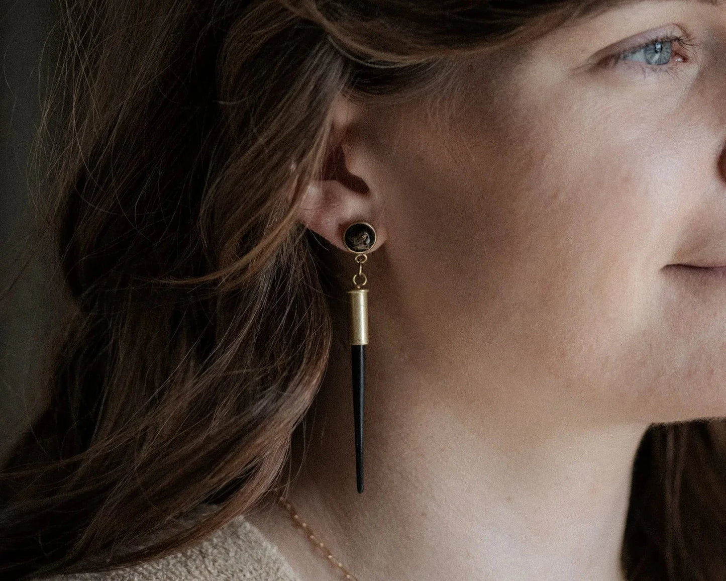Quill Earrings With Copper Obisidian