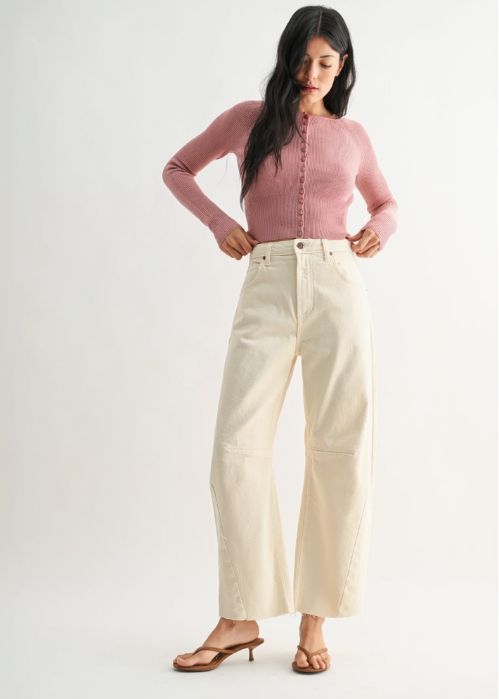 Barrel Jeans with Seamed Edge