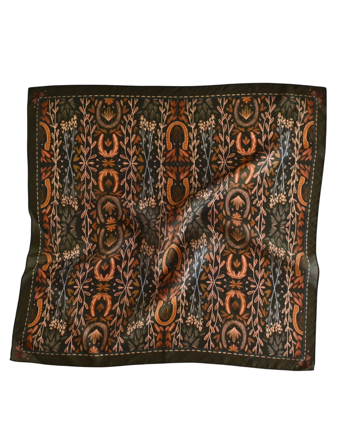 Wild Harvest in Deep Juniper Silk Wild Rag