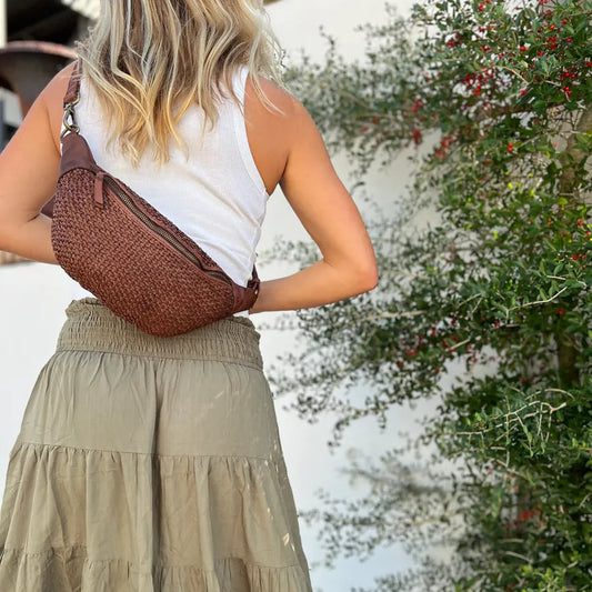 Woven Leather Sling Bag